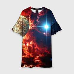 Платье клеш для девочки Яркая звезда в космическом пространстве, цвет: 3D-принт