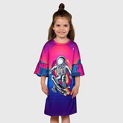 Платье клеш для девочки Космонавт с ракетой, цвет: 3D-принт — фото 2