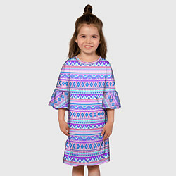 Платье клеш для девочки Геометрические узоры из линий, цвет: 3D-принт — фото 2