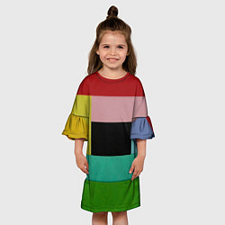Платье клеш для девочки Абстрактные геометрические прямоугольники - Чёрный, цвет: 3D-принт — фото 2