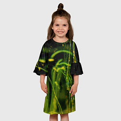 Платье клеш для девочки Абстрактные мазки красок - Жёлтый, цвет: 3D-принт — фото 2