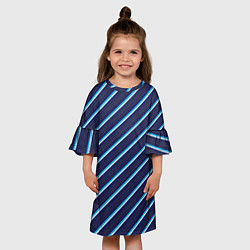Платье клеш для девочки Бирюза в линию, цвет: 3D-принт — фото 2
