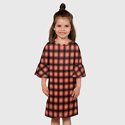 Платье клеш для девочки Оранжево-черный клетчатый узор, цвет: 3D-принт — фото 2