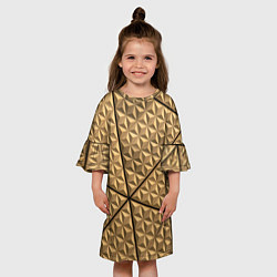 Платье клеш для девочки Абстрактное металлическое покрытие - Золотой, цвет: 3D-принт — фото 2