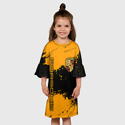 Платье клеш для девочки PORSCHE - ОРАНЖЕВЫЕ БРЫЗГИ, цвет: 3D-принт — фото 2
