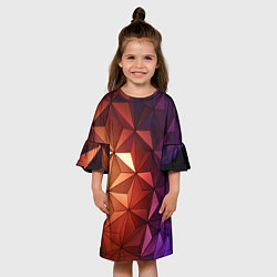 Платье клеш для девочки Абстрактная металлическая поверхность планеты, цвет: 3D-принт — фото 2