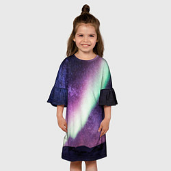 Платье клеш для девочки Ночное северное сияние, цвет: 3D-принт — фото 2