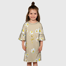Платье клеш для девочки Цветущие Ромашки, цвет: 3D-принт — фото 2
