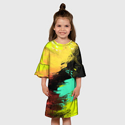 Платье клеш для девочки Яркий красочный гранж, цвет: 3D-принт — фото 2