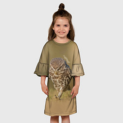 Платье клеш для девочки Штош - мем - совёнок, цвет: 3D-принт — фото 2