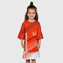 Платье клеш для девочки Хонда - Красно-белая абстракция, цвет: 3D-принт — фото 2