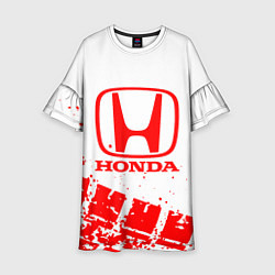Платье клеш для девочки Honda - красный след шины, цвет: 3D-принт