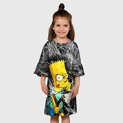 Платье клеш для девочки Барт Симпсон разбил из рогатки стекло, цвет: 3D-принт — фото 2