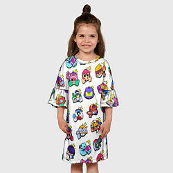 Платье клеш для девочки Особые редкие пины значки Бравл Старс, цвет: 3D-принт — фото 2