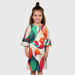 Платье клеш для девочки Элегантный цветочный орнамент, цвет: 3D-принт — фото 2