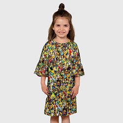 Платье клеш для девочки Симпсоны все Герои, цвет: 3D-принт — фото 2