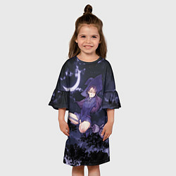Платье клеш для девочки Веселая ведьма летит на метле, цвет: 3D-принт — фото 2