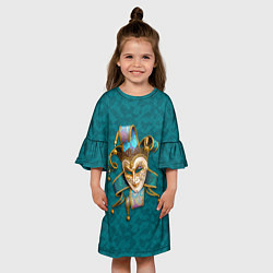 Платье клеш для девочки Шут - венецианская маска, цвет: 3D-принт — фото 2
