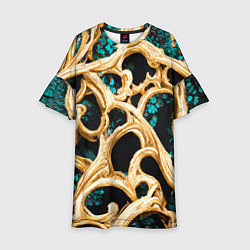 Платье клеш для девочки Золотые ветви, цвет: 3D-принт