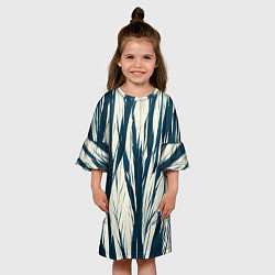 Платье клеш для девочки Синие рваные полосы, цвет: 3D-принт — фото 2