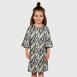 Платье клеш для девочки Тигровый полосатый узор-черные, бежевые полосы на, цвет: 3D-принт — фото 2