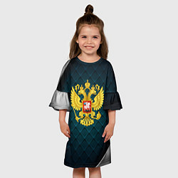 Платье клеш для девочки Герб России из золота, цвет: 3D-принт — фото 2