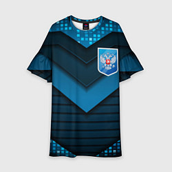 Платье клеш для девочки Russia abstract blue, цвет: 3D-принт