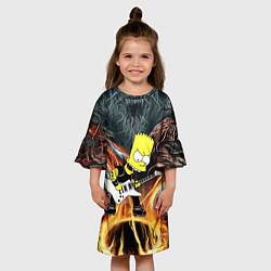 Платье клеш для девочки Барт Симпсон - соло на гитаре, цвет: 3D-принт — фото 2