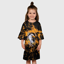 Платье клеш для девочки Орел в огне, цвет: 3D-принт — фото 2