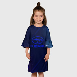 Платье клеш для девочки Subaru Абстракция неон, цвет: 3D-принт — фото 2