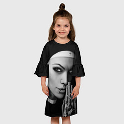Платье клеш для девочки Готическая монашка с татуировкой Страсть, цвет: 3D-принт — фото 2
