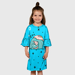 Платье клеш для девочки Спящий слон с подушкой, цвет: 3D-принт — фото 2