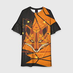 Платье клеш для девочки Голова лисы в мозаике, цвет: 3D-принт