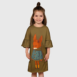 Платье клеш для девочки Лисичка милашка, цвет: 3D-принт — фото 2