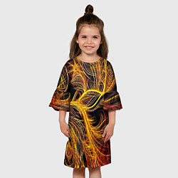 Платье клеш для девочки Фрактальные перья, цвет: 3D-принт — фото 2