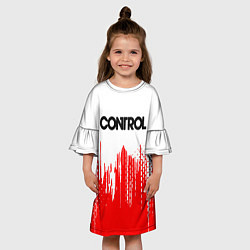 Платье клеш для девочки Control красная текстура, цвет: 3D-принт — фото 2