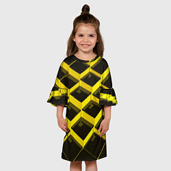 Платье клеш для девочки Желтые ступеньки, цвет: 3D-принт — фото 2