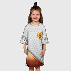 Платье клеш для девочки Герб РФ с золотой вставкой, цвет: 3D-принт — фото 2