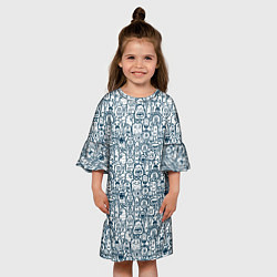 Платье клеш для девочки Монстрики с антенками, цвет: 3D-принт — фото 2