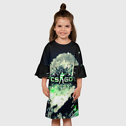 Платье клеш для девочки CS GO green, цвет: 3D-принт — фото 2