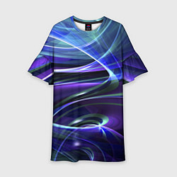 Платье клеш для девочки Абстрактные цветные полосы, цвет: 3D-принт
