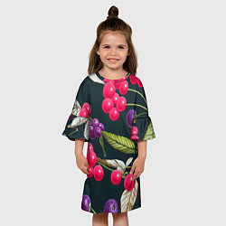 Платье клеш для девочки Ягодки нарисованные, цвет: 3D-принт — фото 2