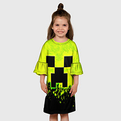 Платье клеш для девочки Creeper neon, цвет: 3D-принт — фото 2