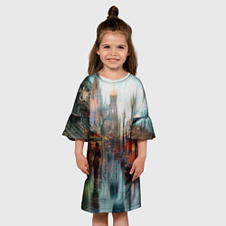 Платье клеш для девочки В Питере дождь, цвет: 3D-принт — фото 2