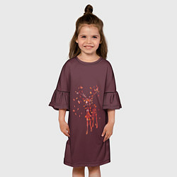 Платье клеш для девочки Осенний олень с птицей, цвет: 3D-принт — фото 2