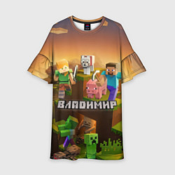 Платье клеш для девочки Владимир Minecraft, цвет: 3D-принт
