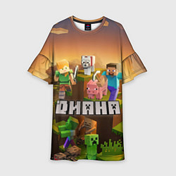 Платье клеш для девочки Диана Minecraft, цвет: 3D-принт
