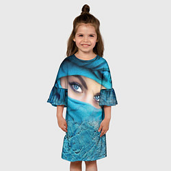 Платье клеш для девочки Синеглазая девушка в хиджабе, цвет: 3D-принт — фото 2