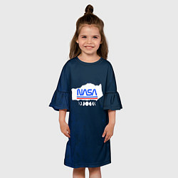 Платье клеш для девочки Nasa - планеты, цвет: 3D-принт — фото 2