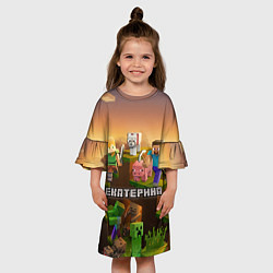 Платье клеш для девочки Екатерина Minecraft, цвет: 3D-принт — фото 2